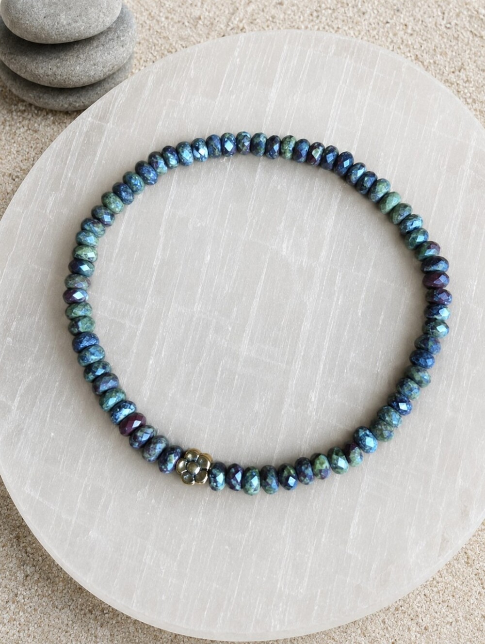 Dragon Blood Jasper Beaded Stretch Bracelet | Handmade